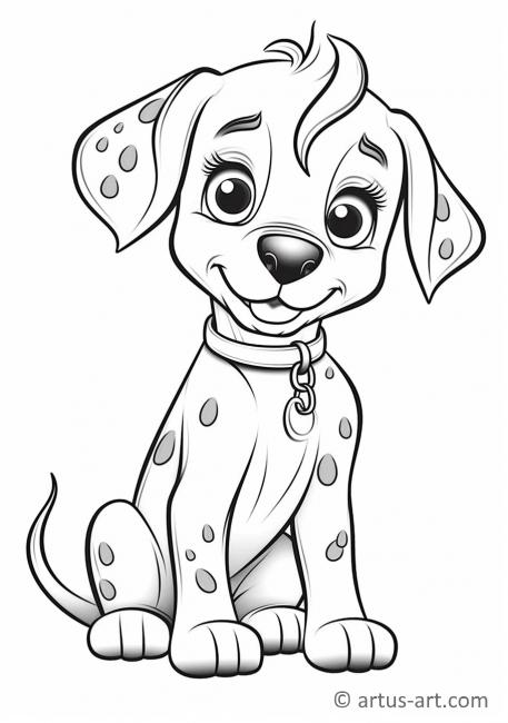 Pagina de colorat cu un câine Dalmatian drăguț